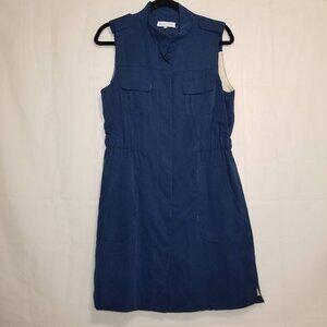 Matison Stone Button Up Shirt Dress navy size 10 Pockets Utilitarian sleeveless